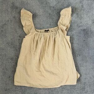 Ann Taylor Beige Ruffle Sleeve Top